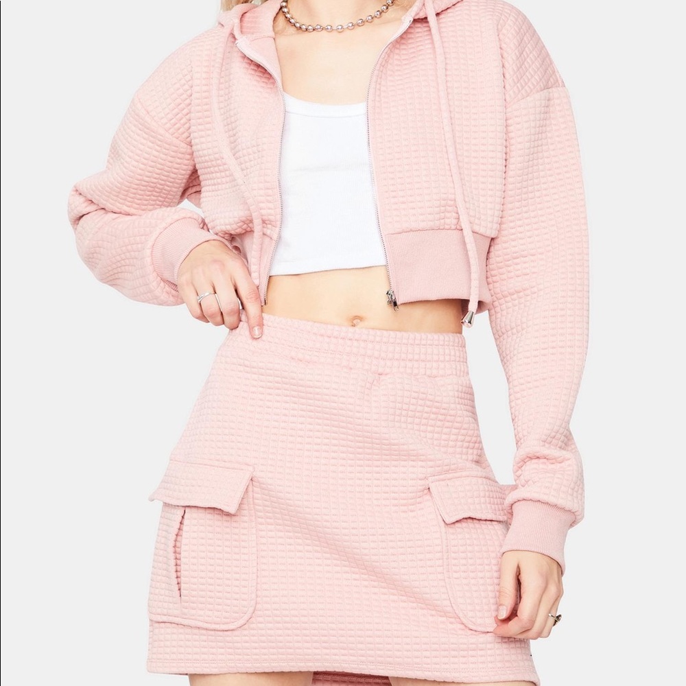 Waffle Knit Skirt Set